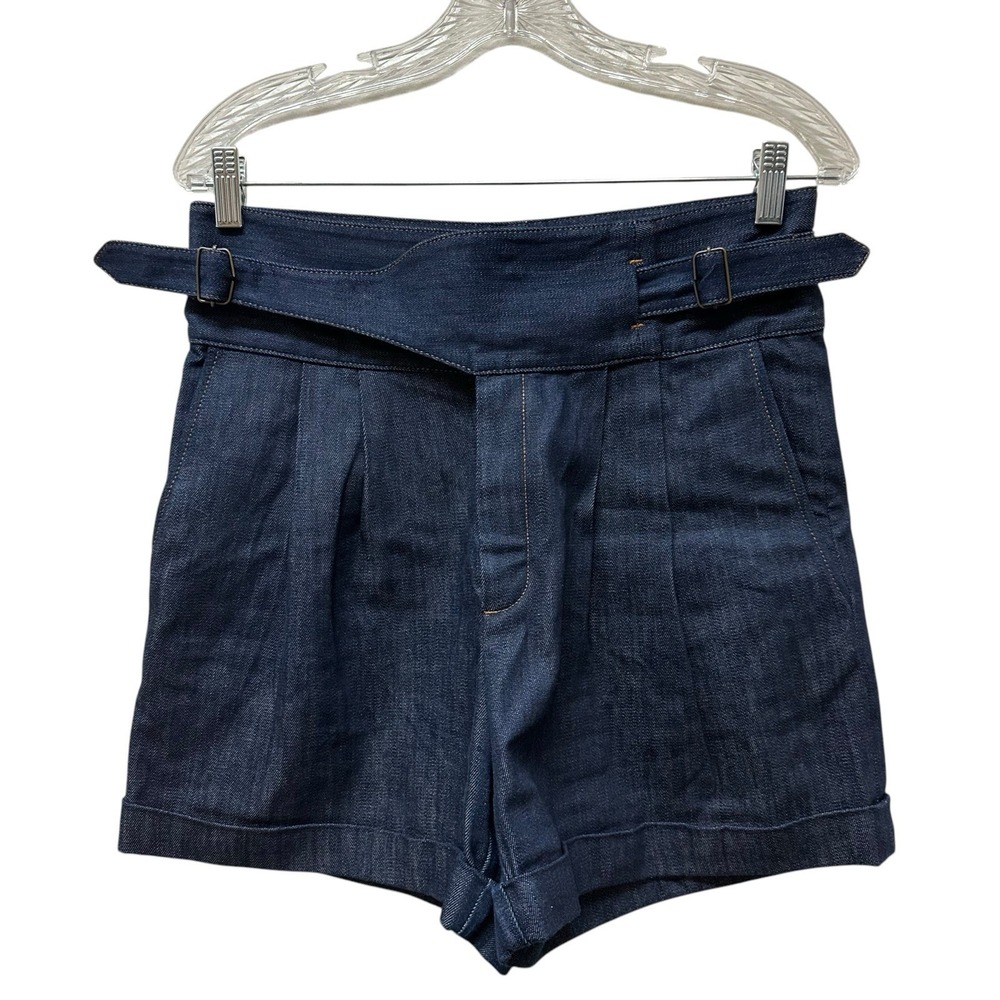 Soeurs Postman Dark Wash High Wrap Waist Denim Jean Shorts Size 40 US 8